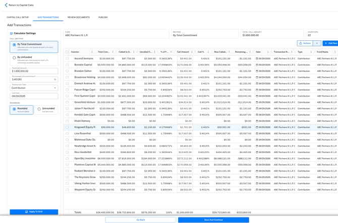 Add Transactions grid after Apply To Grid, showing all columns and the Totals row